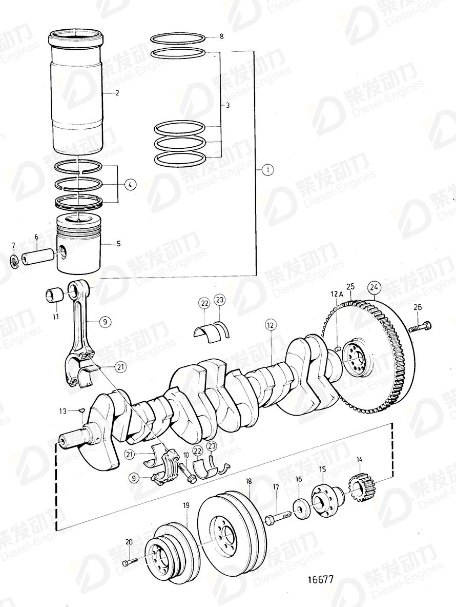 VOLVO Cylinder liner kit 876183 Drawing